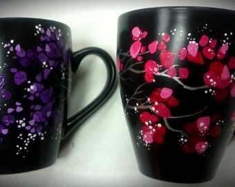 Cherry Blossom Mugs - Hand painted mugs