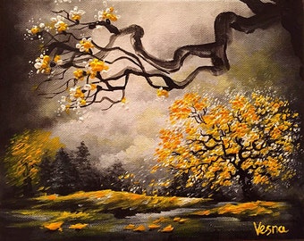 Sold! Golden Blossom - Acrylics on 8"x10" Canvas