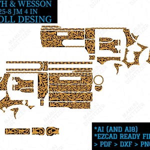 Smith & Wesson Scroll Ornamental Vector Design, Decorative Scrollwork, Laser Engraving File, Digital Download, AI8 SVG DXF PNG