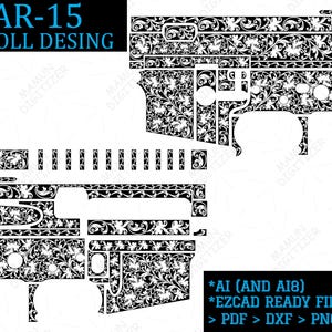 AR-15 Diseño vectorial ornamental, archivo de grabado de filigrana, diseño para corte y grabado láser, descarga digital, SVG DXF AI8