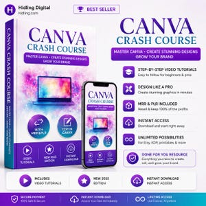 Canva Crash Course Training, Video Tutorials, PLR MRR (2025 Edition)