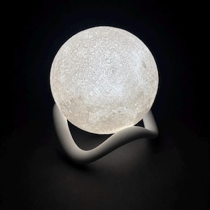 3D-månlampa bordslampa med basdesign kabel E27-sockel sovrumslampa