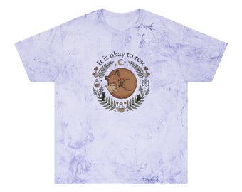 Camiseta con ilustración de un zorro durmiendo / Diseño "Está bien descansar"