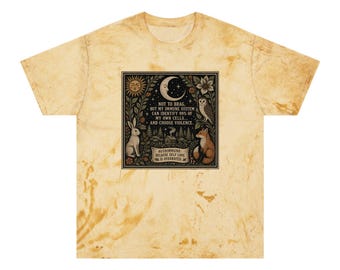 Camiseta con ilustración de luna y zorro de Auto Immune / Camiseta con cita del bosque celestial de Comfor Colors con estampado tie-dye