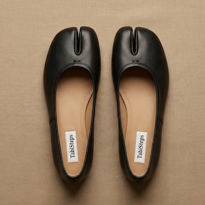 Tabi Mary Jane Shoes, Vegan Leather Split Toe Ballet Flats, Vintage Women's Japanese Flats