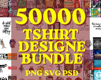 50.000 PNG-T-Shirt-Designs im Paket, 1.000 Mockups, 30.000 Schriftarten (Kommerzielle Nutzung)