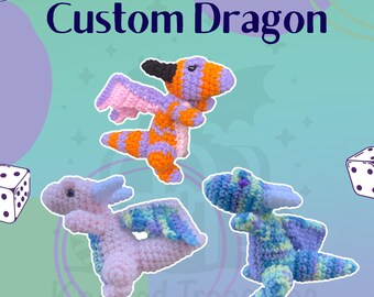 Personalized Dragon Crochet | Custom Dragon Plushie | Handmade Fantasy Creature | Made to Order Gift