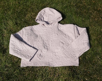 Gene Upcycled Quilted Hoodie - Grey/Beige
