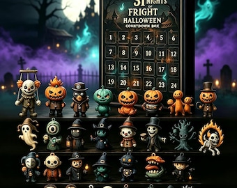 31 Day Halloween Advent Calendar, Spooky Countdown Box, Miniature Figurines, Halloween Countdown Gift, October Surprise Box, Halloween Decor