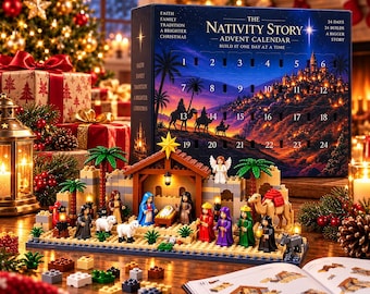 Calendário do Advento 2026 com Blocos de Montar do Presépio, Calendário do Advento de 24 Dias com a História do Presépio, Presépio de Natal, Presente de Natal Cristão