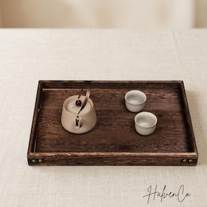 Wooden Coffee Table Tray, Ottoman Serving Tray, Rectangular Tea Tray, Farmhouse Home Decor, Coffee Bar Decor, Kitchen Counter Organizer,