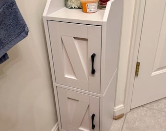 Slim Bathroom Storage Cabinet, Modern Farmhouse Organizer, Adjustable Shelves