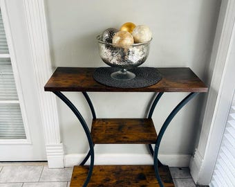 3 Tier Console Table with Storage Shelves, Narrow Entryway Table, Rustic Sofa Table for Hallway, Living Room & Entrance