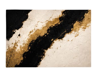 Abstrakcyjny obraz na płótnie Obsidian Luxe, czarno-złota tekstura, współczesny wystrój