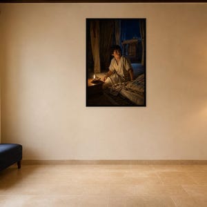 Samuel Hears God's Call Wall Art, Biblical Temple Scene, Framed Canvas