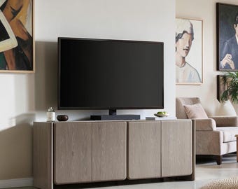 66 Inch Modern Sideboard Cabinet, 4-Door Buffet Storage, Handleless Credenza (Engineered Wood)