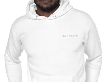 Unisex MinimalistischerLinux Tech Hoodie | /bin/bash Brust Pullover, Nerdy Programmierer Bekleidung, Geschenk | Tech-Kleidung