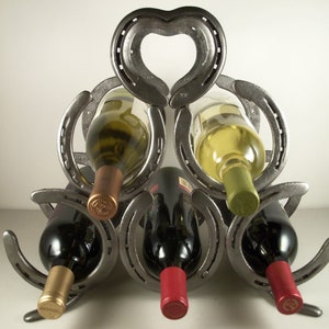 5 Bottle Horseshoe Wine Rack with a Lot of Love - Made in Texas