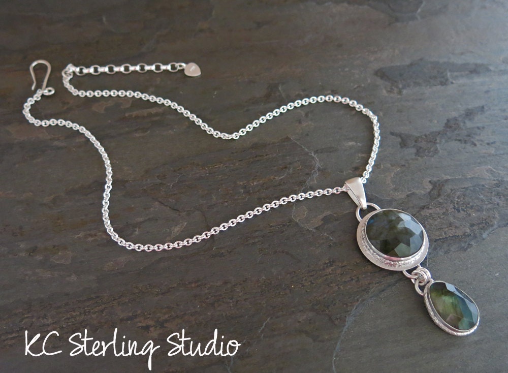 Faceted Labradorite and Sterling Silver Pendant Necklace - Etsy