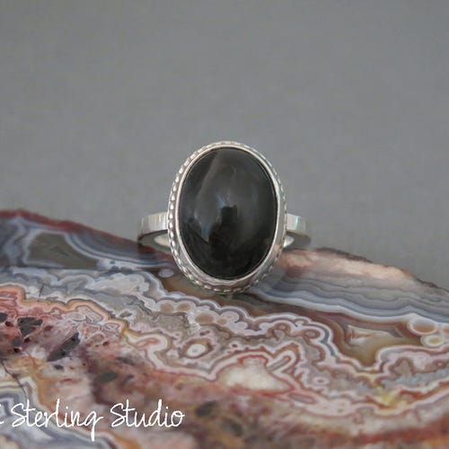 Natural star diopside ring size 8 shops - metalsmith - silversmith