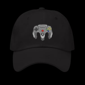 N64Controller Dad Hat | Retro Gaming Embroidered Cap | Original Pixel Art Gamer Gift