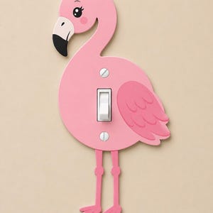 Flamingo Lichtschalterabdeckung, benutzerdefinierte Flamingo geformte Schalterplatte, tropisches Kinderzimmerdekor, Kindertierknebelwandplatte, 3D gedrucktes Geschenk