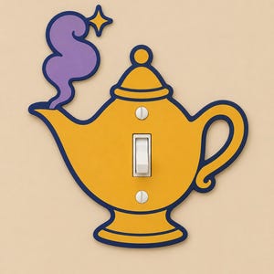 Genie lamp lichtschakelaar deksel, aangepaste magische lampschakelaar plaat, magische kamer decor, kinderen wisselen wandplaat, 3D-geprint cadeau