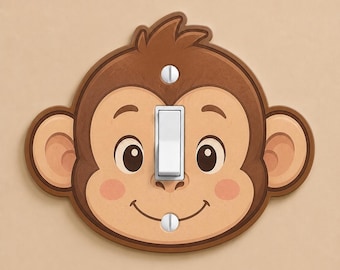 Monkey Light Switch Cover, Custom Monkey Shaped Switch Plate, Jungle Decor, Kids Toggle Wall Plate, 3D Printed Gift