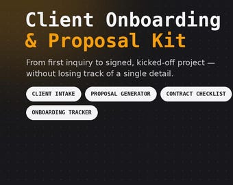 Client Onboarding & Proposal Kit Template | Welcome Packet, Intake Form and Contract Checklist | Digital Download