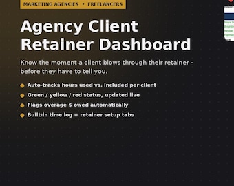 Client Retainer Tracker Excel Template | Agency Hours and Overage Billing Dashboard | Digital Download