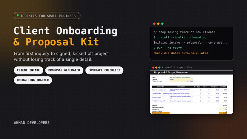 Client Onboarding & Proposal Kit Template | Welcome Packet, Intake Form and Contract Checklist | Digital Download imagen 1