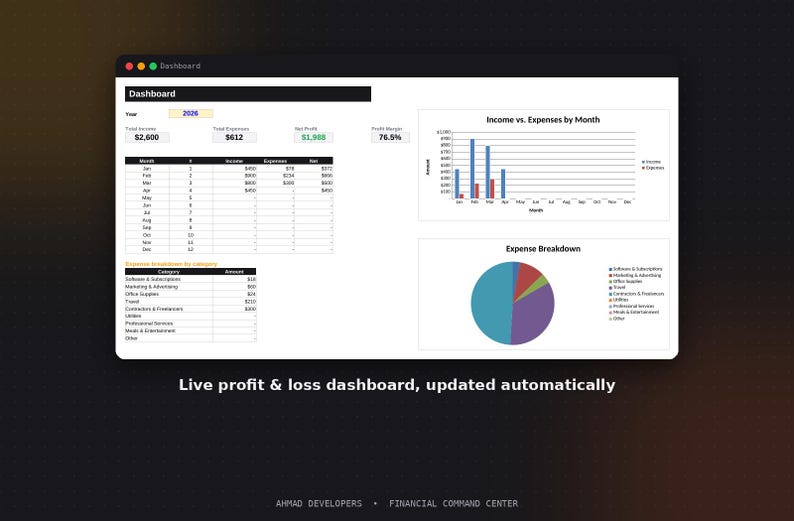 Small Business Finance Tracker, Income Expense Dashboard (Digital Download) image 2