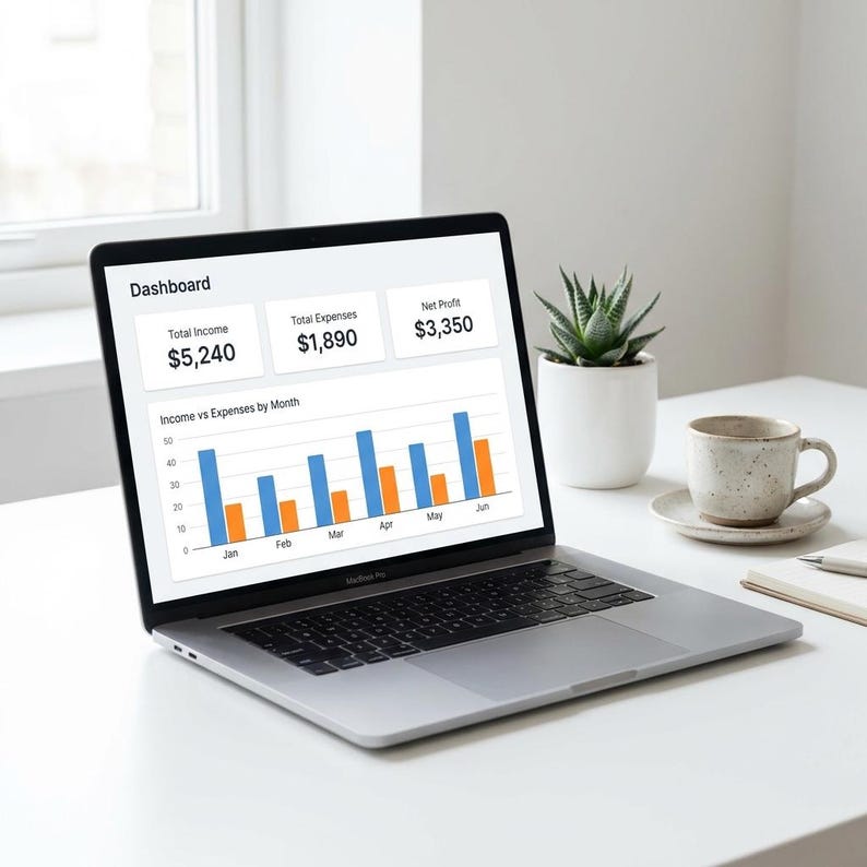 Small Business Finance Tracker, Income Expense Dashboard (Digital Download) image 7