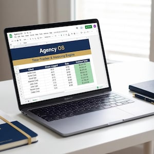 Modello Google Sheets per le operazioni di agenzia / Dashboard per il monitoraggio dei ricavi ricorrenti mensili (MRR), la registrazione delle ore lavorate e la fatturazione / Download digitale immagine 3