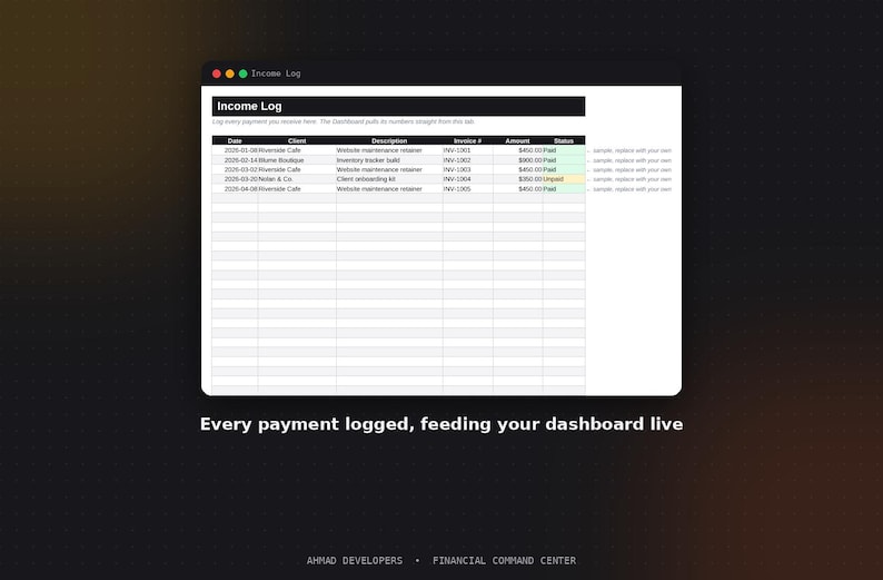Small Business Finance Tracker, Income Expense Dashboard (Digital Download) image 3