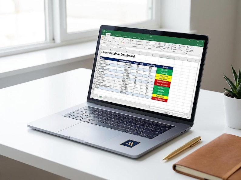 Client Retainer Tracker Excel Template | Agency Hours and Overage Billing Dashboard | Digital Download image 3