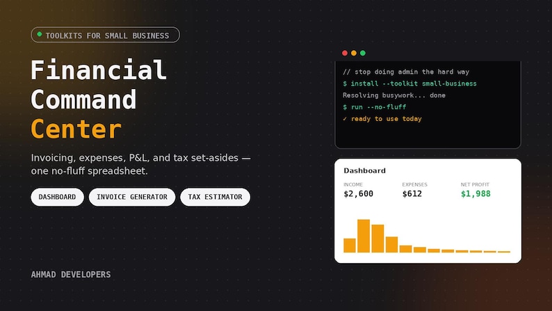 Small Business Finance Tracker, Income Expense Dashboard (Digital Download) image 1