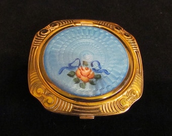 1920s Evans Guilloche Compact Powder Compact Rouge Compact Mirror Compact Art Deco Compact Excellent Condition