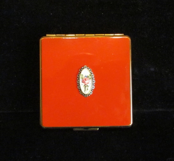 Vintage Guilloche Compact 1930s Evans Mayfair Double Compact Powder Rouge and Mirror Compact Unused Very Good to Excellent Condition