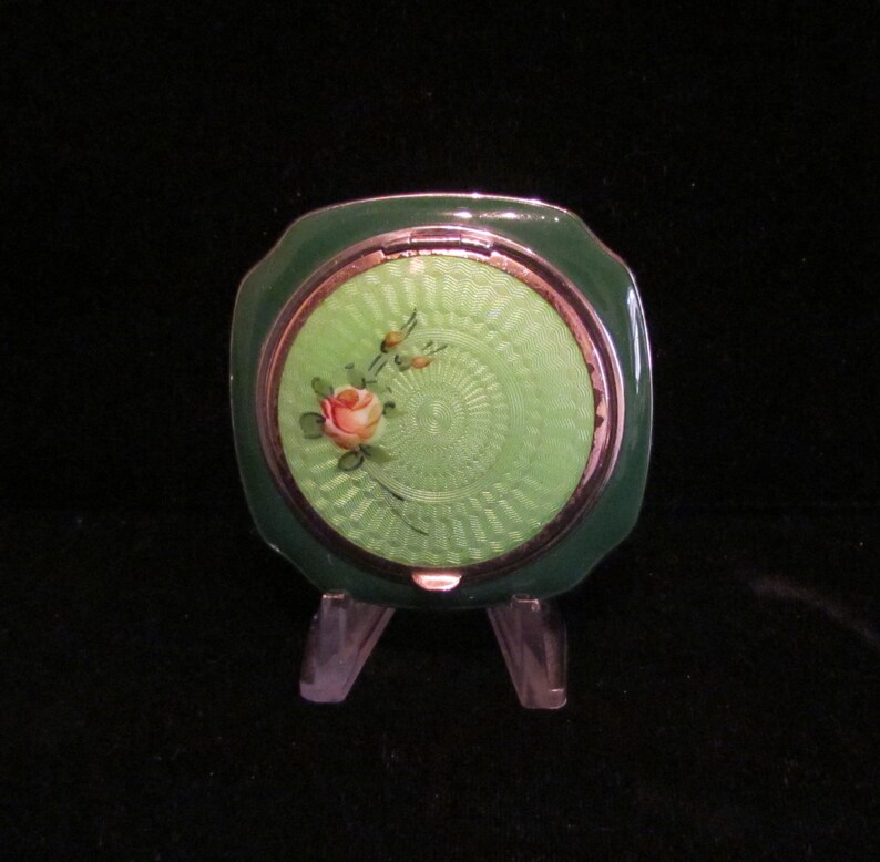 Vintage Guilloche Compact 1930s Evans Mayfair Double Compact Powder Rouge and Mirror Compact Unused Very Good to Excellent Condition