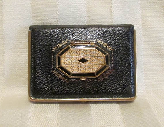 1920s Leather Compact Mondaine Book Compact Powder