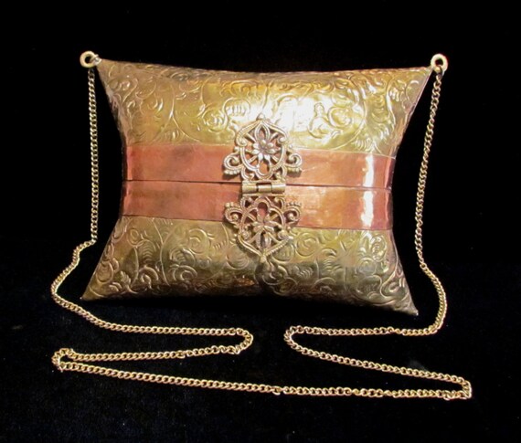 Vintage Purse Brass Purse Copper Purse 1930s Shoul