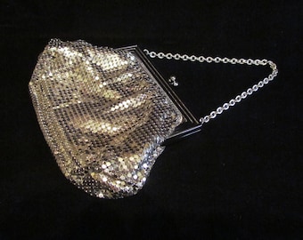 Vintage Mesh Purse Silver Mesh Purse Whiting and Davis Formal Purse Wedding Purse 1930s Art Deco Purse Made in USA Excellent Condition