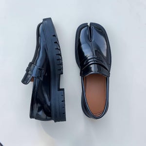 Scarpe Tabi in pelle, mocassini con punta divisa, Mary Jane in stile giapponese, fatte a mano, scarpe basse retrò, mocassini, scarpe Oxford unisex