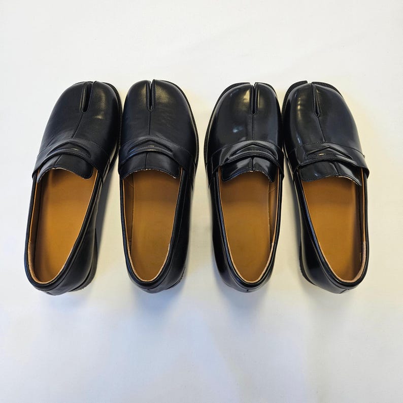 Zapatos Tabi de cuero, mocasines con punta dividida, estilo japonés, Mary Janes, planos retro hechos a mano, zapatos Oxford unisex. imagen 13