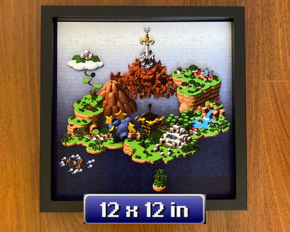 Super Mario Rpg World Map Snes Shadowbox 12x12in Etsy