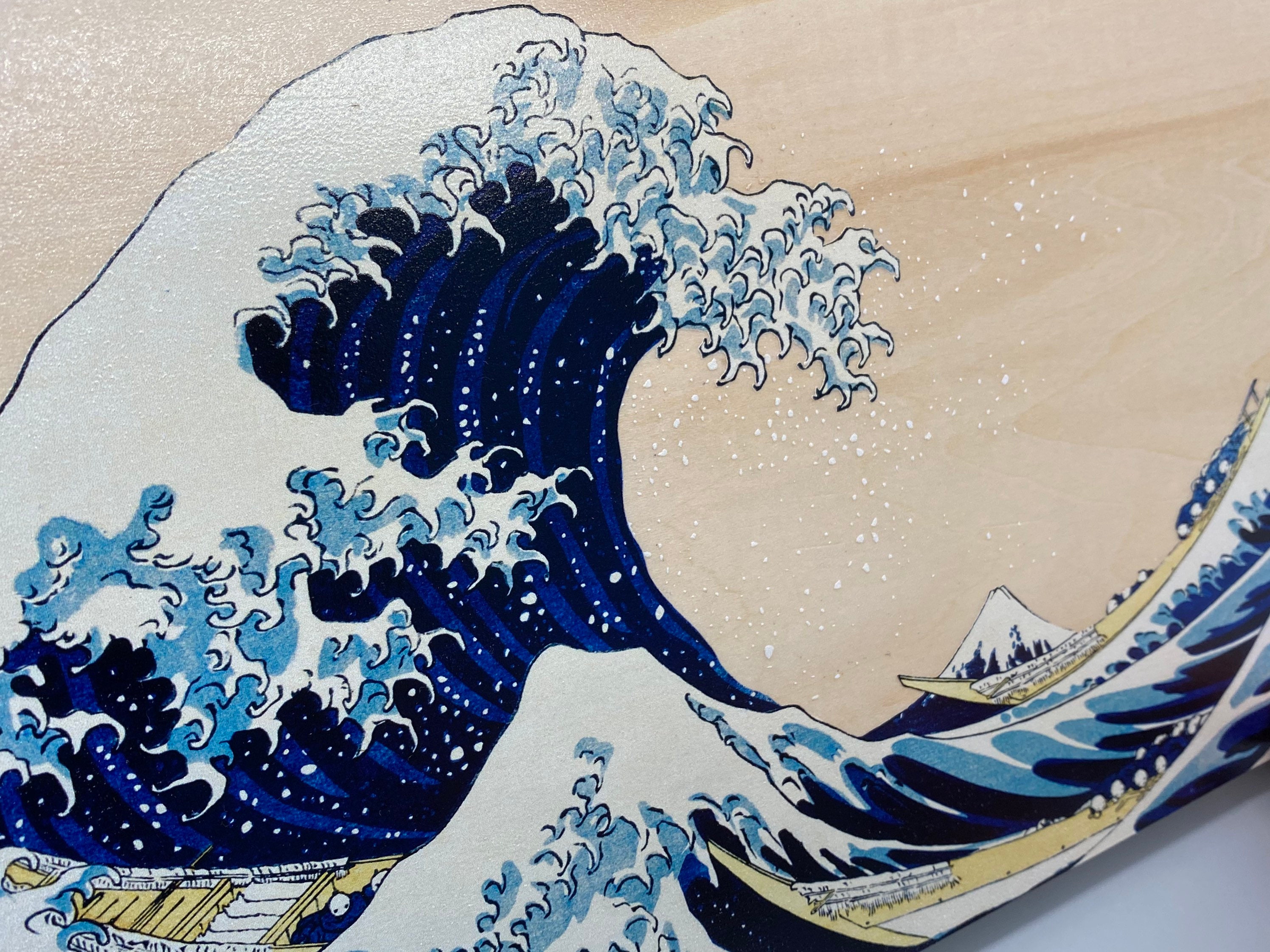 The Great Wave wooden canvas print Etsy