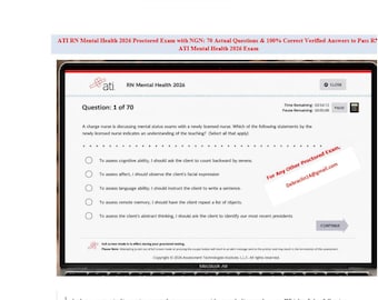 ATI RN Mental Health 2023/2026 Proctored Exam with NGN 70 Questions & Answers