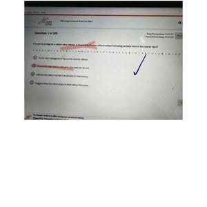 May include: A digital screen displaying an ATI RN Comprehensive Predictor 2023 nursing exam question. The text reads: A nurse is caring for a client who refuses a blood transfusion. Which of the following actions should the nurse take?