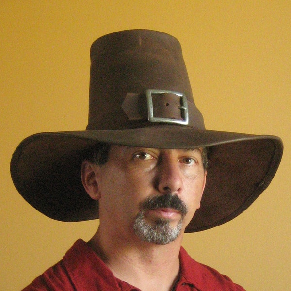 Medieval Celtic Renaissance SCA Larp Leather Puritan Solomon Kane Hat